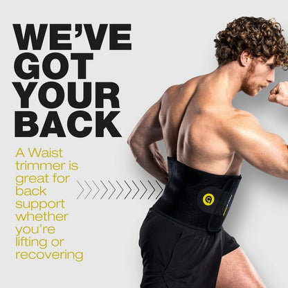 ActiveGear Premium Waist Trimmer Belt Slim Body Sweat Wrap for Stomach and Back Lumbar Support, Large: 9" x 46" - Yellow
