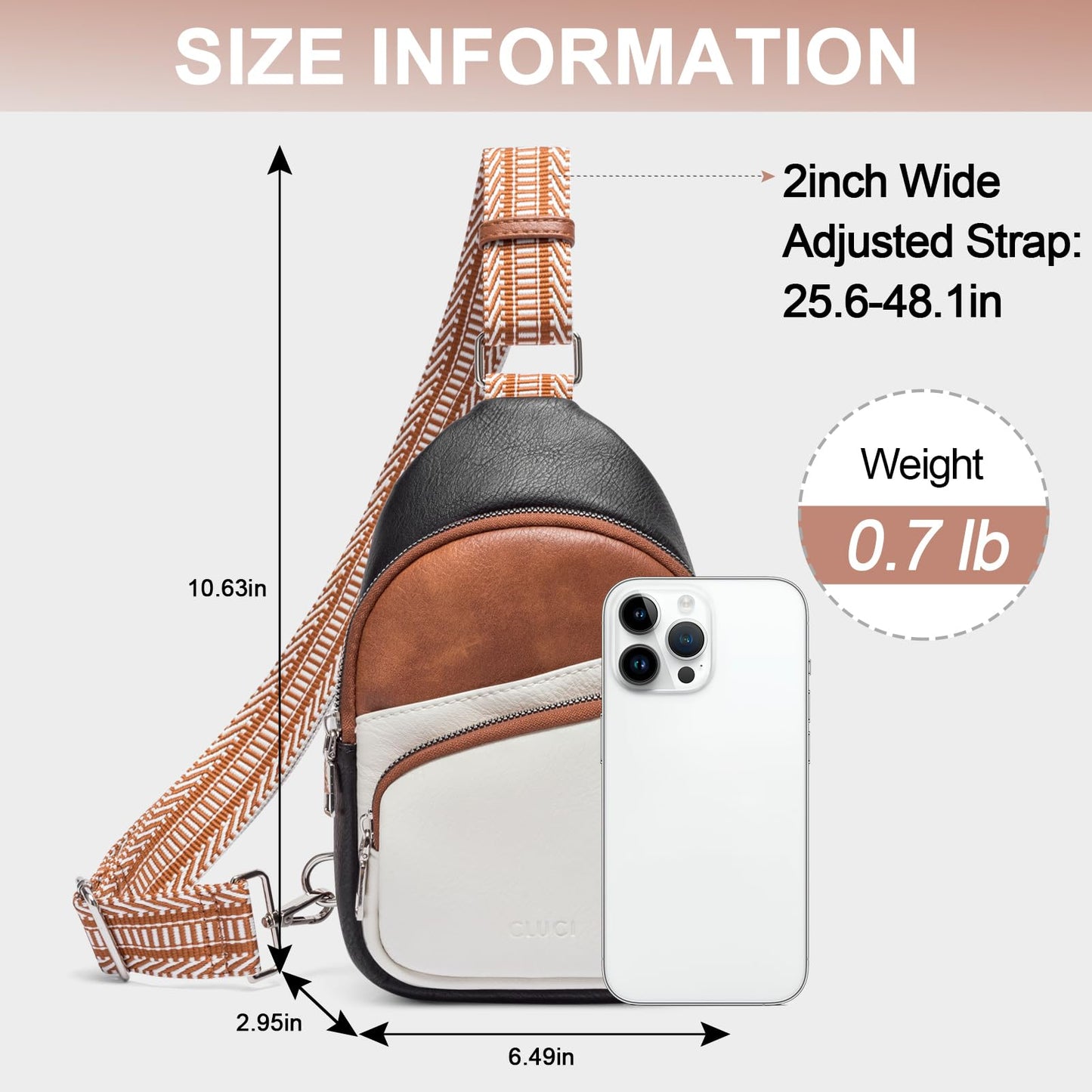 CLUCI Small Sling Bag for Women,Vegan Leather Fanny Pack Crossbody Bags for Women,Chest Bag With Guitar Strap