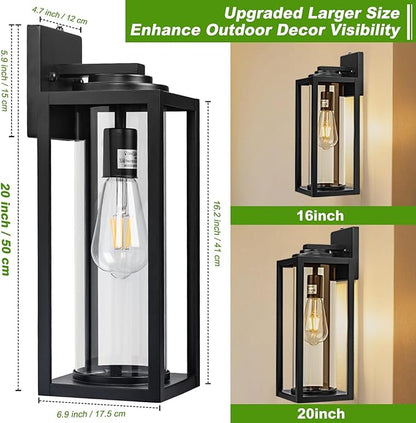 Dusk to Dawn Outdoor Wall Light Fixtures - 2 Packs Exterior Waterproof Outdoor Lighting, Modern Porch Sconces Wall Mounted Lighting, Industrial Anti-rust Matte Black Outside Lantern for Front Door