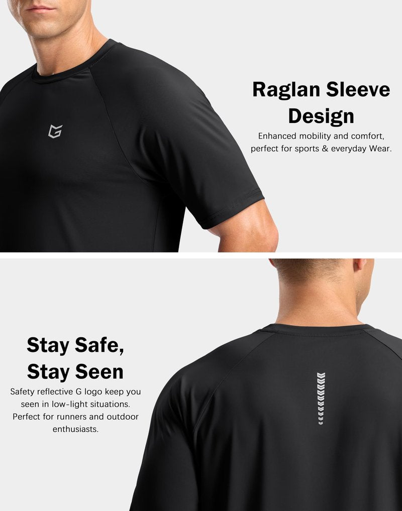 G Gradual Men's Athletic Workout T-Shirts Moisture Wicking Cooling Running Shirts Short Sleeve Performance Tee for Gym Tennis(Black,M)