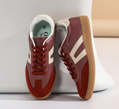 Women's Retro Gum Sole Fashion Sneakers-Lace Detail Casual Retro Walking Shoes-Gum Sole Casual Tennis-Anti Slip Trainers