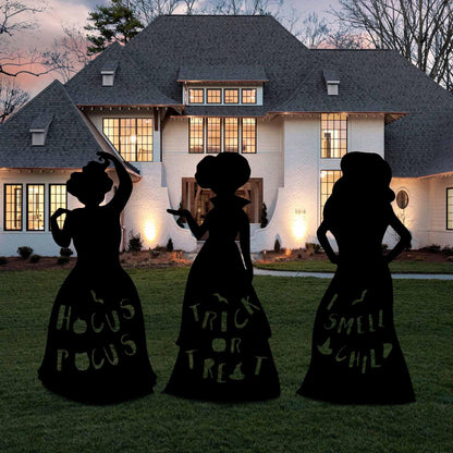 3 Pcs Halloween Witches Yard Stakes Large Witches Lawn Decorations Black Witches Silhouette Yard Signs with H-Stakes, Outside Waterproof Lawn Garden for Boys Girls Home Party Outdoor