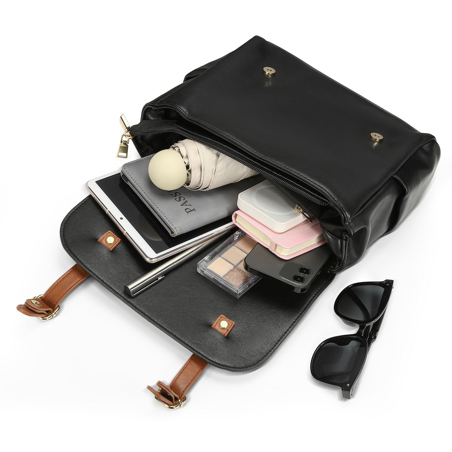 Convgo Mini Backpack Purse for Women, Small Fashion Backpack Vintage PU Leather Shoulder Bag Casual Travel Collage, Black