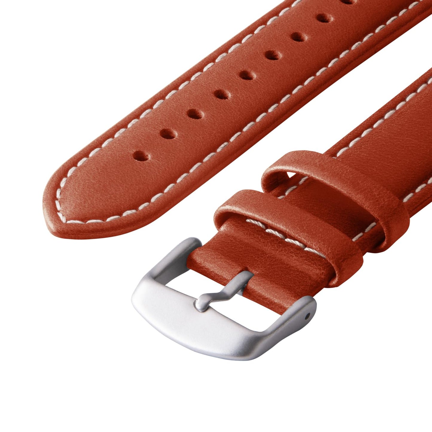 Archer Watch Straps - Top Grain Leather Straps for Apple Watch (Cognac/Natural White Thread, Matte Silver Hardware, 40/41/42mm)