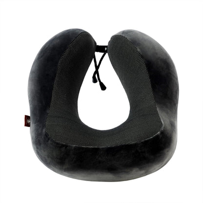 Memory Foam Travel Pillow, Neck Pillow with 360-Degree Head Support, Comfortable and Lightweight, Ideal for Sleeping on Airplane, Car, Train, Bus and Home Use, Comes with Storage Bag (Black)