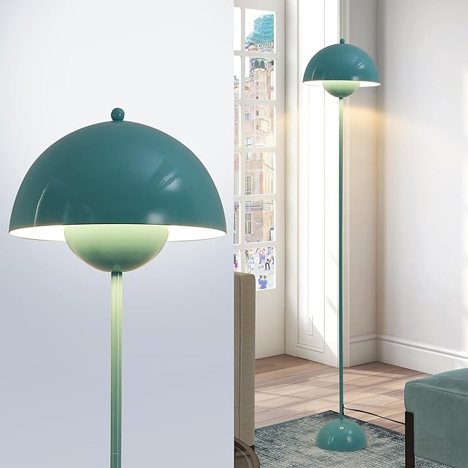 Modern Flowerpot Floor Lamp for Living Room, Industrial Tall Standing Lamp for Bedroom, Metal Shade Reflecting Light Reading Floor Lamp for Bedroom, Nursery Room, Corner(Light Blue)