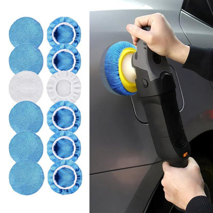 PACLVIO 12PCS Car Buffing Pads, 5-6 Inch Microfiber Polishing Pads, Car Wax Cover Kit for Car Waxing, Fine Polishing and Cleaning