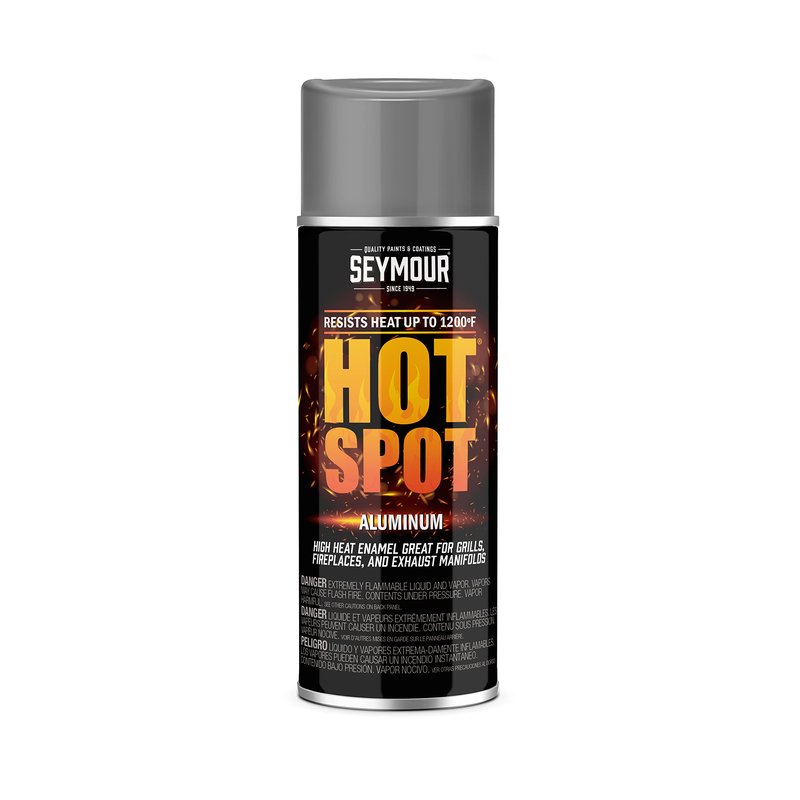 Seymour 16-1201 Hot Spot High Heat Spray Paint Aluminum 12 oz - 1200°F Heat Resistant Coating for Grills, Stoves, Engines, Exhaust, VOC Compliant