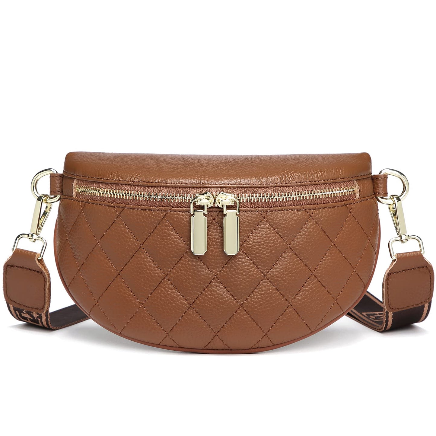 Eslcorri Small Crossbody Sling Bag for Women Trendy - Fashionable Fanny Packs Vegan Leather Chest Belt Bum Bag Anti Theft Crossbody Sling Purse for Women for Travel Sport Camping - Pure Brown