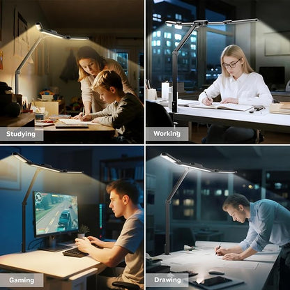 Honeywell LED Desk Lamp with Clamp, HJ3 Sunturalux Architect Desk Lamp for Home Office, Eye-Caring Computer Desk Light 22W 4 Color Modes Clip on Light Stepless Dimming Task Lamp for Working Workbench