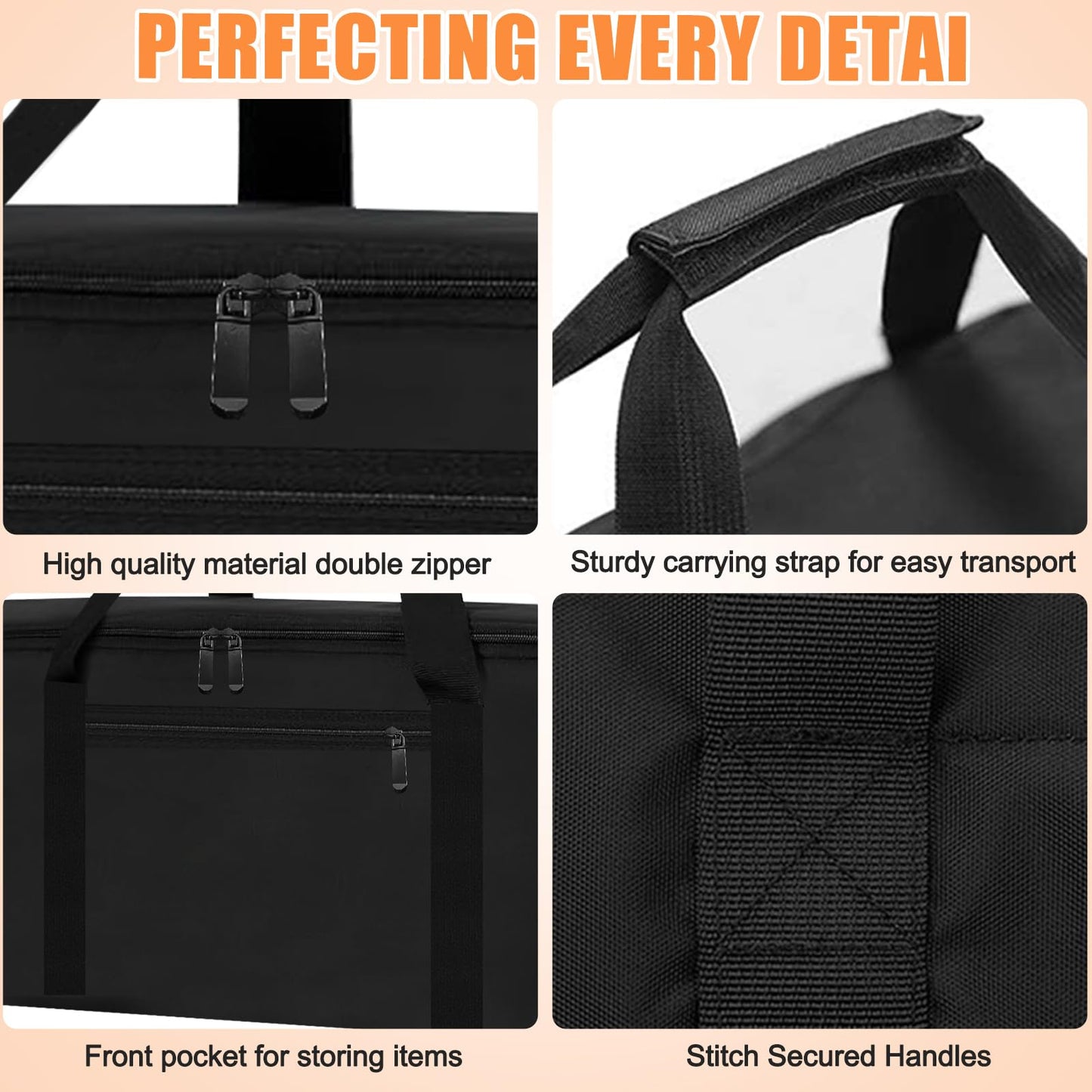 CSOKRE Grill Tool Storage Bag, Outdoor BBQ Utensil Storage with Pockets for BBQ Tools up to 22", Large Grilling Utensil Holder Storage Caddy, Barbecue Tool Sets Case for Camping Picnic,Bag Only,Black