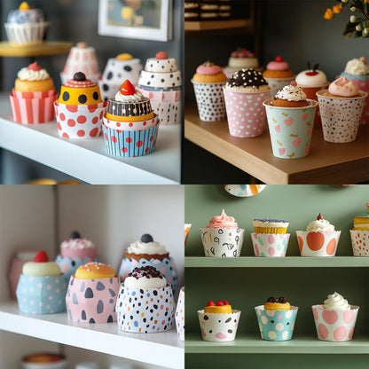HARFINGTON 50Pcs Paper Baking Cups 6oz Greaseproof Disposable Bulk Cupcake Muffins Liners Cases Wrappers for Wedding Birthday Graduation, Stripe Pink
