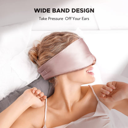 LitBear Silk Sleep Mask for Side Sleeper, Eye Mask Sleeping for Women Men 100% 22 Momme Pure Mulberry Silk, Face-Hugging Padded Eye Cover for Sleeping with Adjustable Band (Black)
