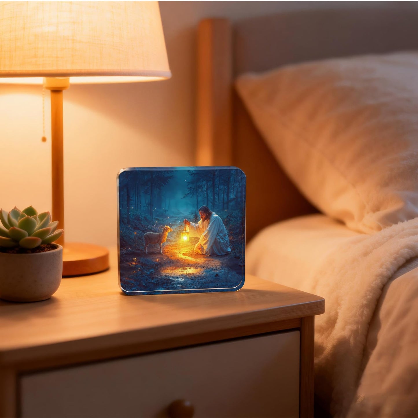 "Christian Wall Plaque - Jesus and Lamb Religious Home Decor, for Mom Gifts,Inspirational Gift for Women,Baptism, Christmas, or Birthday pastor appreciation gifts "D-257