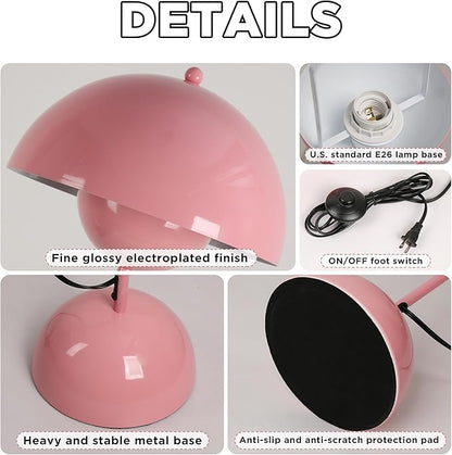 SUNLLOK Flower Pot Floor Lamp for Living Room, Metal Dome Lampshade Standing Floor Lamp with Foot Switch, Modern Reading Floor Light Fixture for Kitchen Island, Bedroom, Restaurant (Pink)