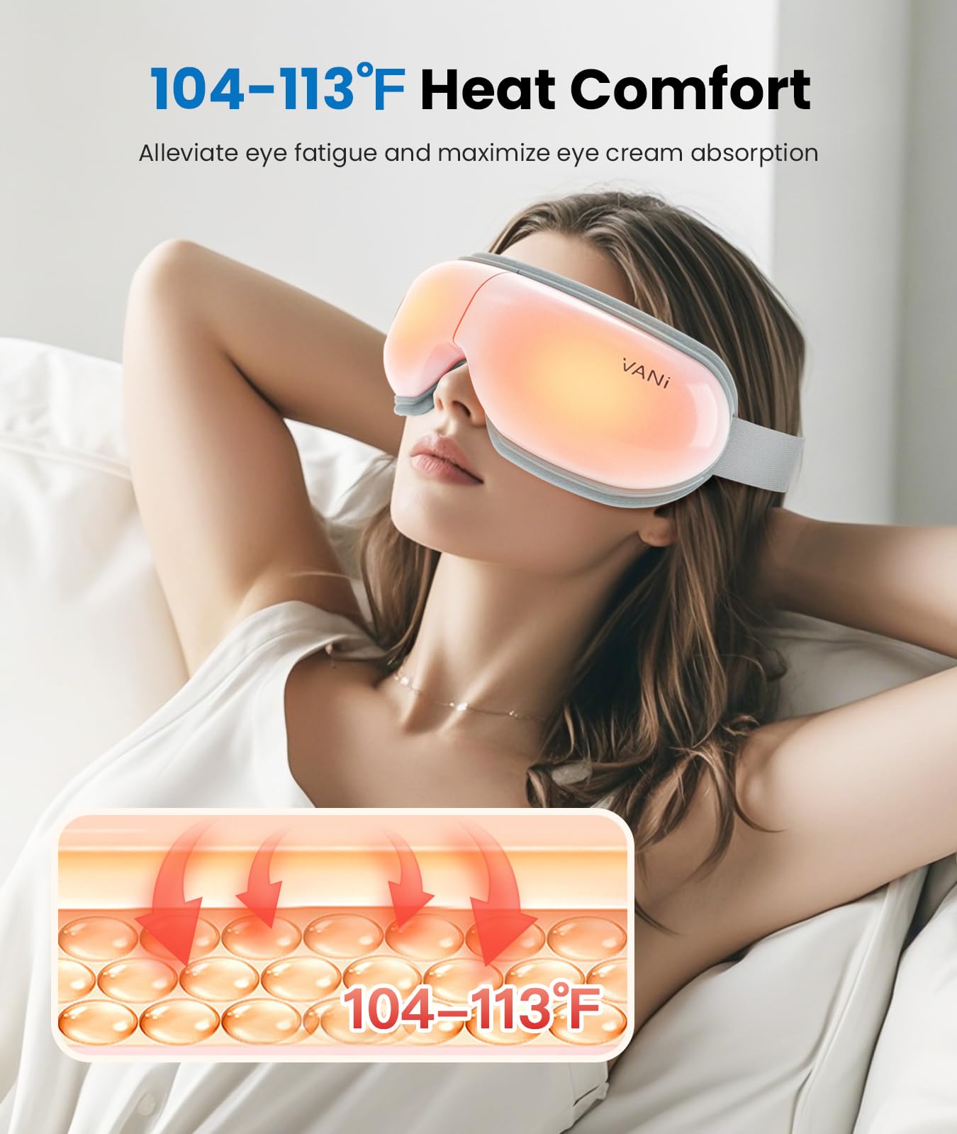 VANI Eye Massager with Heat, Father's Day/Birthday Gifts for Women/Men/Mom/Dad, Eye Massager for Migraines, Heated Eye Mask Massager Reduce Eye Strain, Dark Circles and Dry Eyes