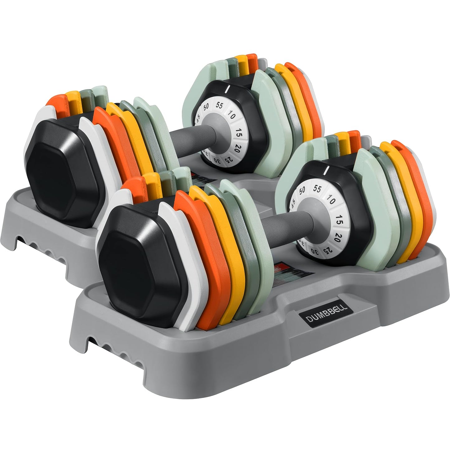AOTOB 25/55 LBS Adjustable Dumbbell Set, Anti-Slip Fast Adjusting with Turning Handle, Adjustment for Men and Women, Weights Pair for Compact Home Gym Exercise Strength