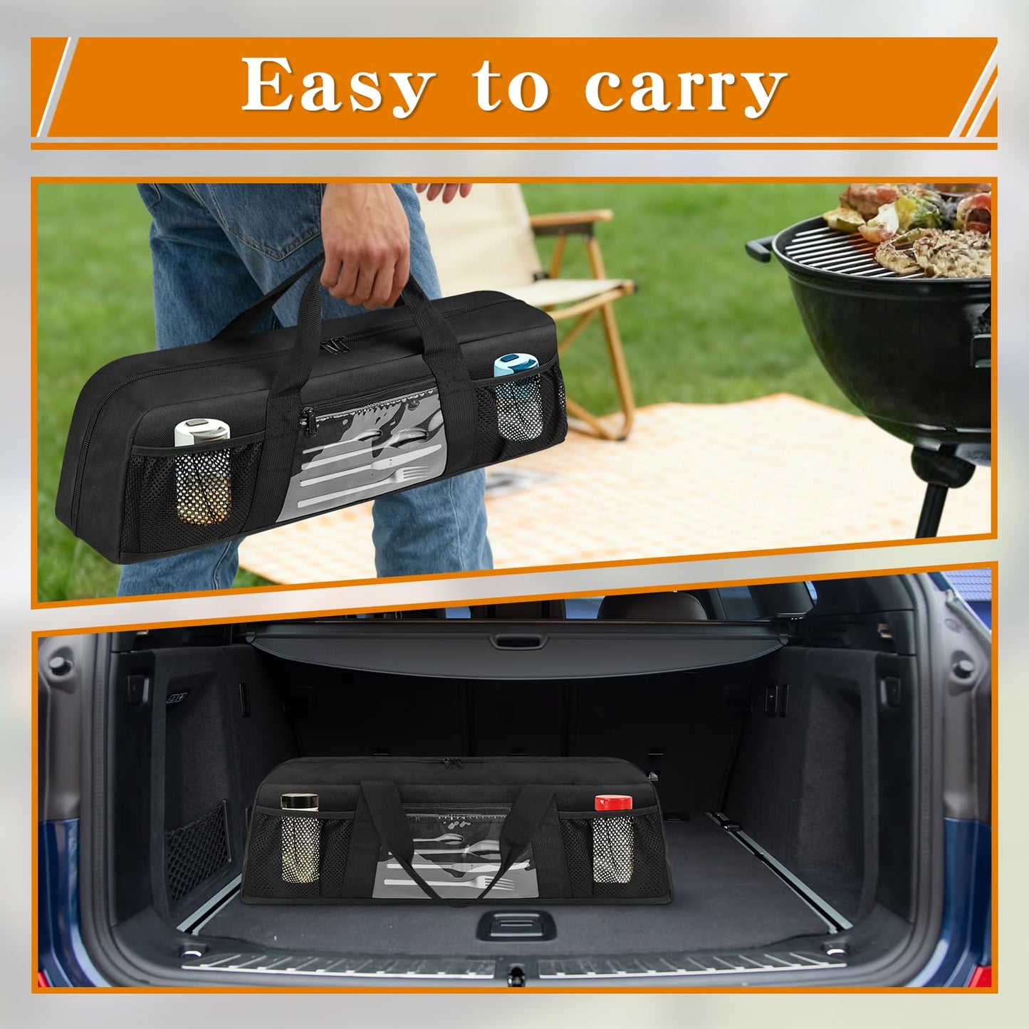 Boczif Grill Utensil Storage Bag, BBQ Tool Organized Bags, Barbecue Hardware Grill Accessories Carry Bag, Picnic Cooking Tools Holder Pouch for Camping, Outdoor BBQ