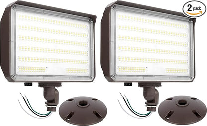 100W LED Flood Light with Knuckle, Outdoor floodlight Dusk to Dawn Photocell 5000K 14000lm AC100-277V Equivalent 1000W, ETL Waterproof Wall Mount LED Security Light for Yard Garden 2 Pack