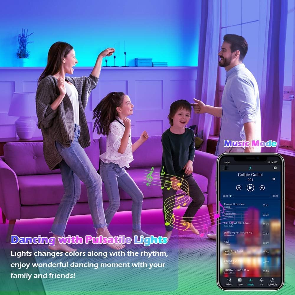 Led Strip Lights,20ft Led Light Strips Music Sync Color Changing RGB Led Strip Built-in Mic,Bluetooth App Control LED Rope Lights with Remote,5050 RGB Led Lights for Bedroom,Home,TV,Party,Christmas