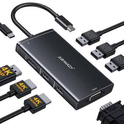 USB C Docking Station Dual Monitor for Dell/HP/Lenovo/Surface Laptop, 14 in 1 Triple Display Hub Multiple Adapter, Dongle with 2 HDMI 4K+VGA+5 Port+100W PD Charger+Ethernet+SD/TF+Audio