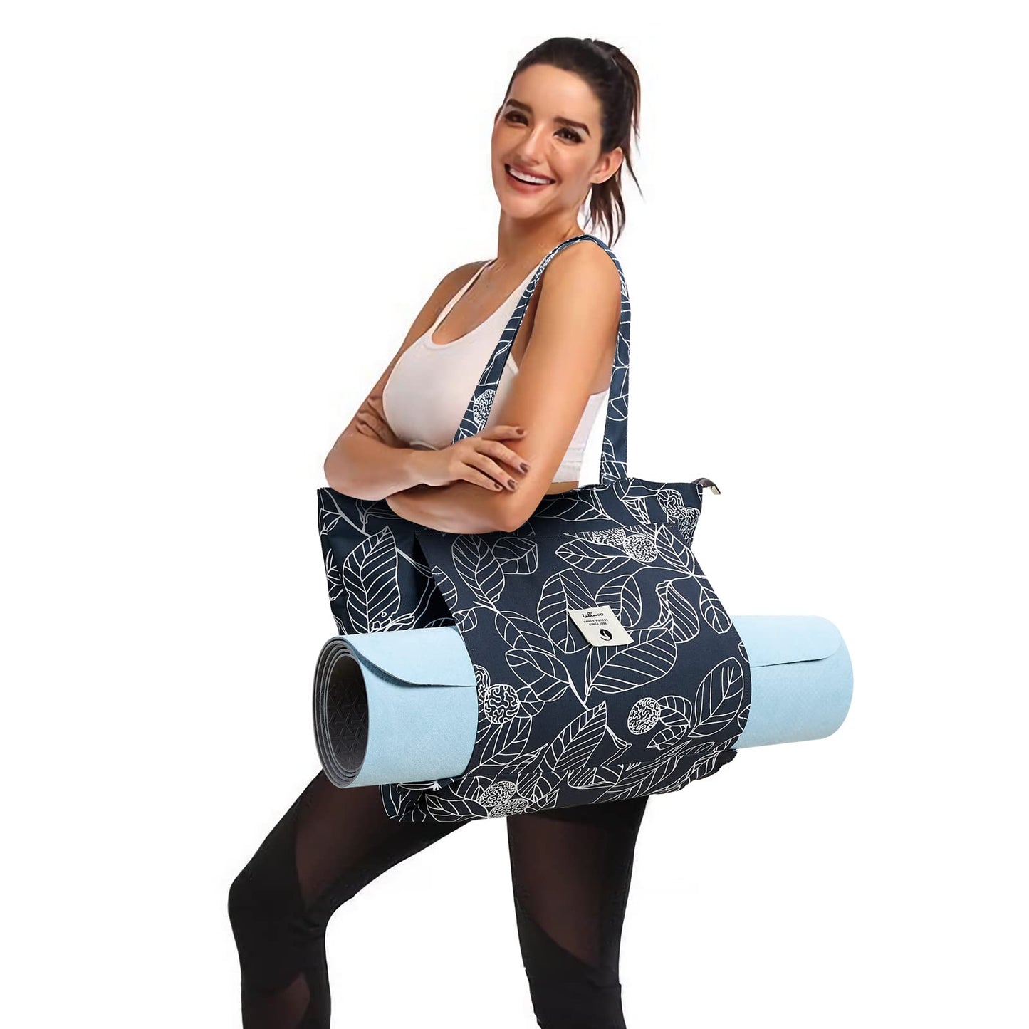WLLWOO WLLWOO Yoga Bags for Women with Yoga Mats Bags Carrier Carryall Canvas Tote for Pilates Shoulder for Travel Office Beach Workout