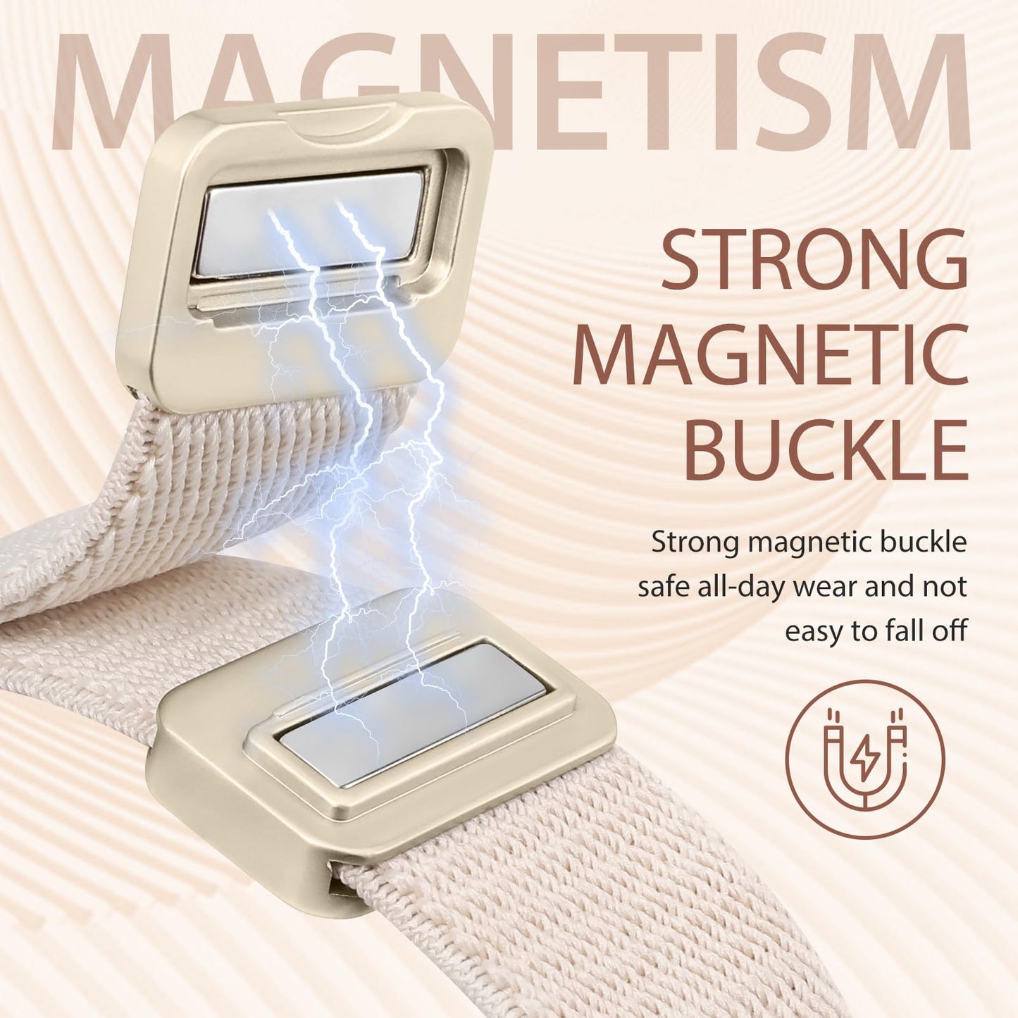 Minyee Magnetic Stretchy Band Compatible with Samsung Galaxy Watch 7/6/5/4/FE/Active 2 40mm 44mm/Watch 6 Classic 43mm 47mm/5 Pro 45mm Women, Celtic Knot Soft Elastic Nylon Fabric Strap,Champagne Gold