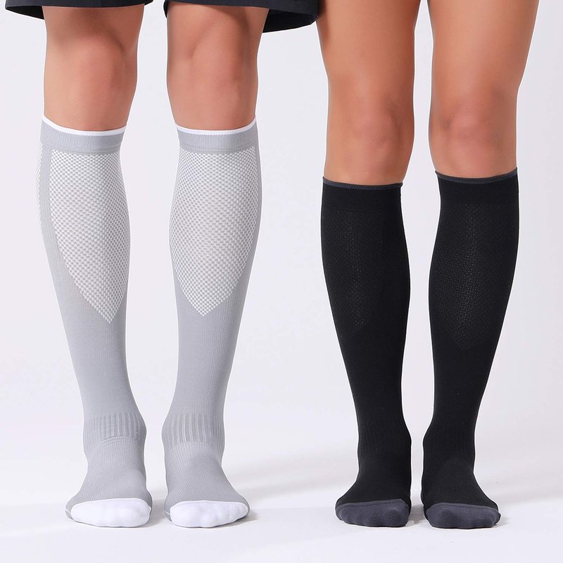 FITRELL 3 Pairs Compression Socks for Women and Men 20-30mmHg- Circulation and Muscle Support Socks for Travel, Running, Nurse, Knee High, Medical GREY S/M