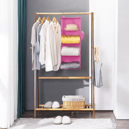 YOUDENOVA Hanging Closet Organizer, 4-Shelf Closet Hanging Storage Shelves