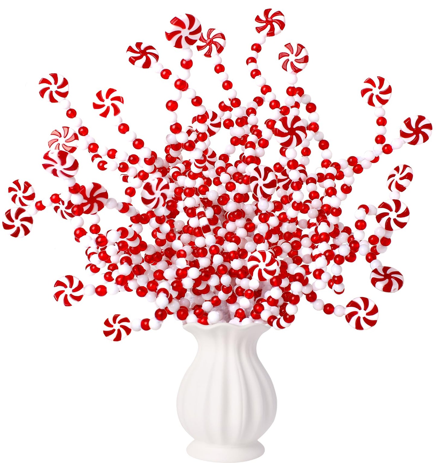 AWHETIE 36 Pcs Candy Cane Christmas Decorations,Red and White Christmas Tree Picks,Candy Cane Ornaments for Christmastree Topper Home Vase Decor Wreath DIY Craft