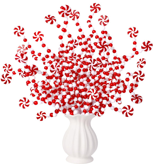 AWHETIE 36 Pcs Candy Cane Christmas Decorations,Red and White Christmas Tree Picks,Candy Cane Ornaments for Christmastree Topper Home Vase Decor Wreath DIY Craft