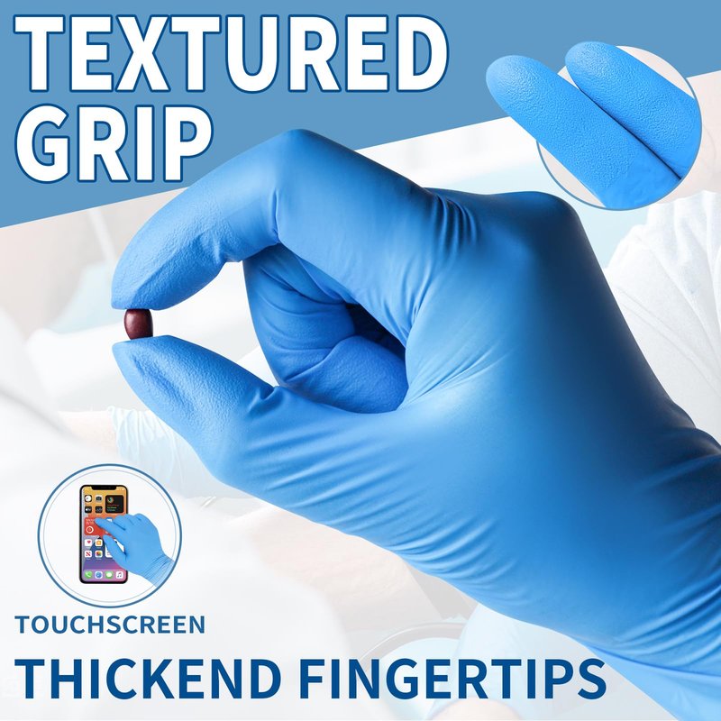 FINITEX Blue Disposable Nitrile Exam Gloves - 200 PCS/BOX 3.5mil Rubber Powder-Free Latex-Free Medical Examination Home Cleaning Food Gloves, MEDIUM