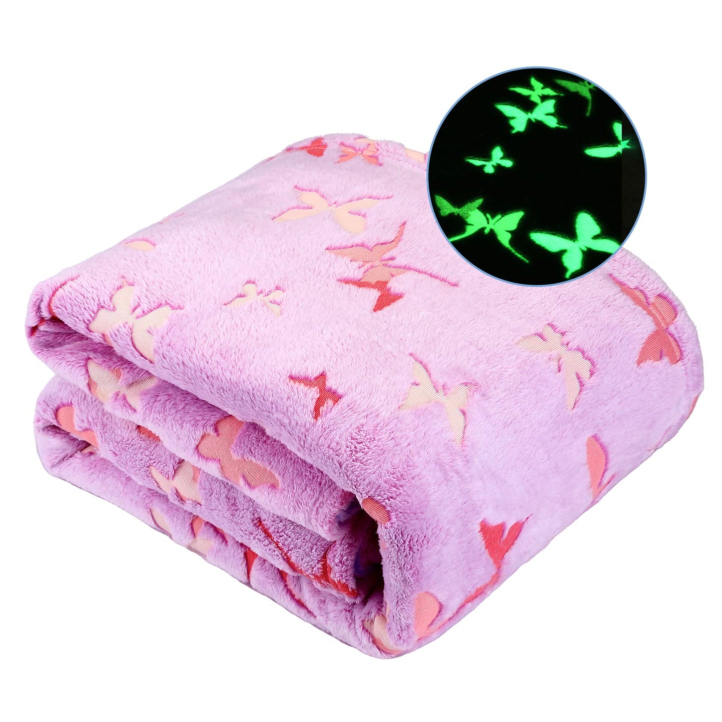 Glow in The Dark Blanket Butterfly Gifts for Kids Girls Birthday Christmas Bedroom Bed Room Decor Soft Cozy Fluffy Plush Fleece Premium Luminous Throw Fun Cool for Teen Toddler 50"x60"