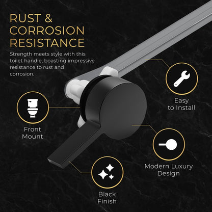 RAVINE Premium Modern Luxury Universal Toilet Handle Replacement, Majestic Collection. Toilet Lever Replacement, Easy Install (Black, Front Mount)