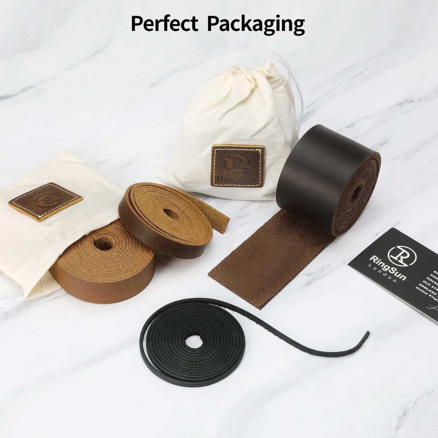 Ringsun 1 Inch Wide Flat Leather Straps for Crafts, Full Grain Leather Strips Cord String for Crafts, Tooling (2mm Thick 72.5 Inches Long Bourbon Brown)