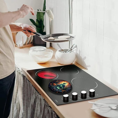 Skull Halloween Gas & Electric Stove Top Covers - 8 & 10 Inch, 4 Metal Decorative Cooktop Covers