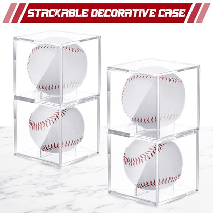 Chumia Baseball Display Cases for Balls, Acrylic Baseball Holder Clear UV Protected Cube Autograph Storage Box for Official Size Standing