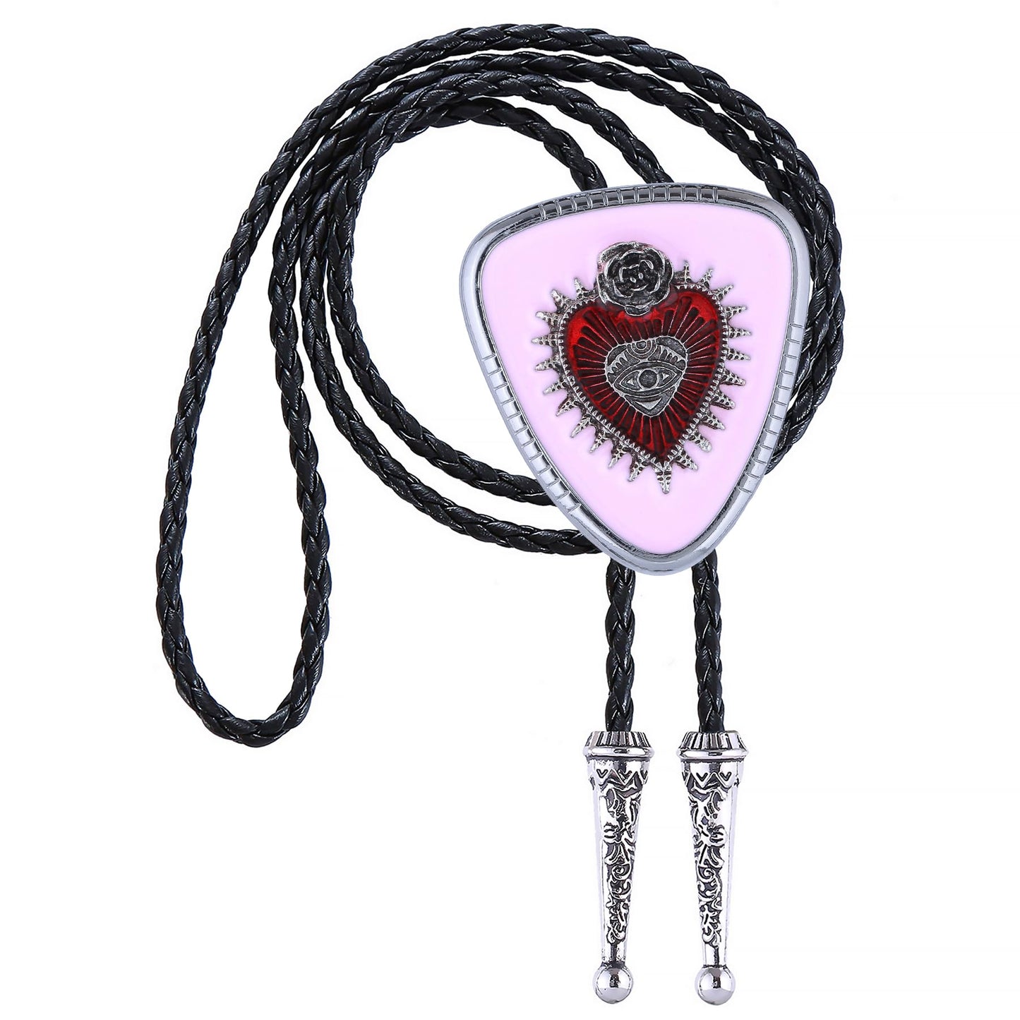GelConnie Pink Bolo Tie for Women Native American Heart Goth Bolo Tie for Men Cowgirl Necklace Western Bolos Necktie