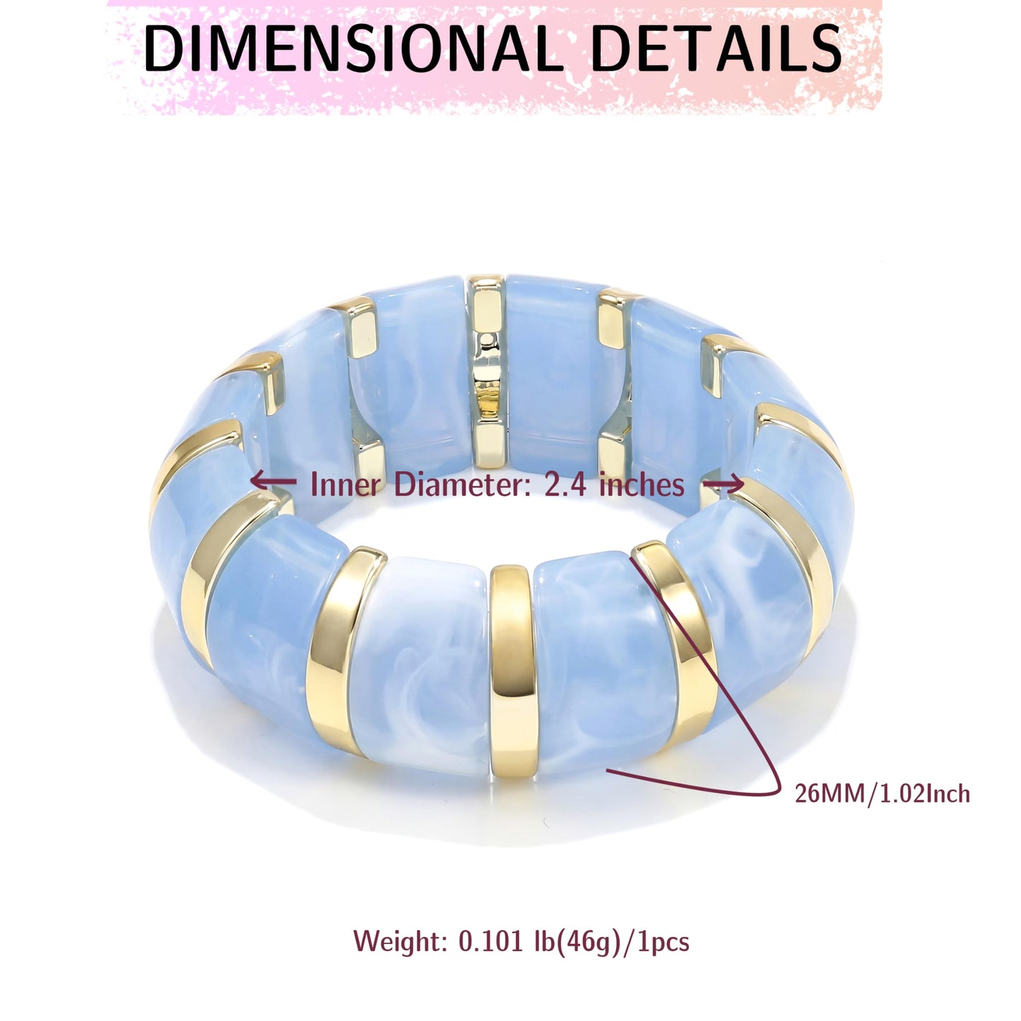 BREPINE Blue Chunky Bracelets for Women Beaded Beach Summer Boho Thick Geometric Bead Elastic Stretch Vacation Statement Wide Bracelet