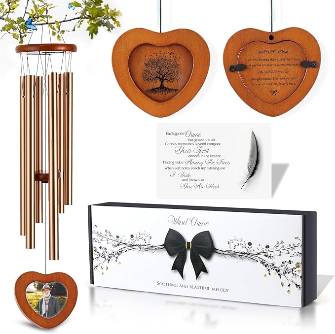 32 Inch Memorial Wind Chimes Outdoor, Personalized Sympathy Gifts for Loss of Loved One, Memorial Gifts for Loss of Mom, Sympathy Wind Chimes for Mother, Father, Brother, Sister