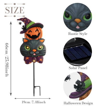TERESA'S COLLECTIONS Metal Halloween Yard Stakes, Halloween Decorations Outdoor with Cute Black Cat Pumpkin, Jack-o-Lantern Stacked Garden Stakes Lawn Gift for Party Pathway Porch Patio Decor, 25“