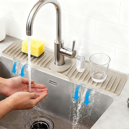 16" Silicone Faucet Mat for Kitchen Sink Released in 2025/12TH, 8° Slope Fast