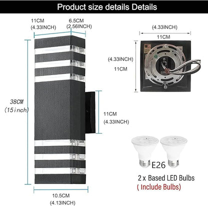 6Pack 15inch Outdoor LED Wall Lights,4000K Day White Outdoor 18W Wall Light Aluminum Body Waterproof IP65 led Porch Light for House Patio Garage Garden.(No Sensor)