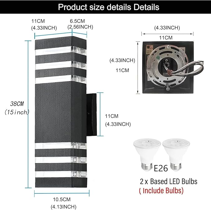 8Pack 15inch Outdoor LED Wall Lights,4000K Day White Outdoor 18W Wall Light Aluminum Body Waterproof IP65 led Porch Light for House Patio Garage Garden.(No Sensor)