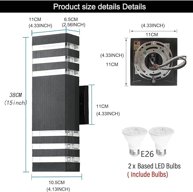 12Pack 15inch Outdoor LED Wall Lights,4000K Day White Outdoor 18W Wall Light Aluminum Body Waterproof IP65 led Porch Light for House Patio Garage Garden. (No Sensor)