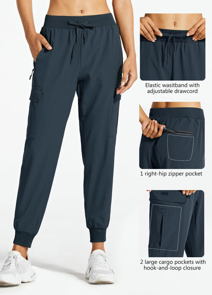 Libin Women's Cargo Joggers Lightweight Quick Dry Hiking Pants Athletic Lounge Casual Travel, Navy L