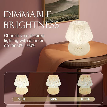 Mushroom Lamp Small Table Lamp for Bedroom, Bedside Lamps for Nightstand, Mushroom Decor Cute Mini Modern Mid Century Lamps, Aesthetic Home Living Room Decor(White)