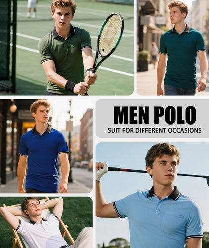 ZITY 3 Pack Men Polo Shirts Short Sleeve with Pocket Sport Wicking Shirts for Men Casual Athletic Collared T-Shirts
