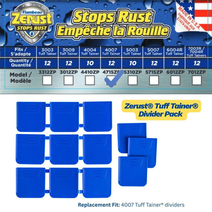 Flambeau Outdoors 4715ZP Tuff Tainer Zerust Replacement Dividers, Fits 4007s, Dry Box Accessories, 12 Pack