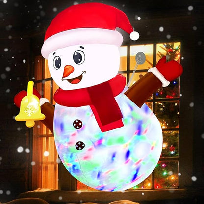 4ft Christmas Inflatables Decoration Outdoor Snowman Broke Out from Window with Built-in LED Rotating Color Lights Blow Up Christmas Decoration Outdoor Indoor Holiday Yard Garden Lawn Xmas Decor